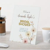 ゴールドホワイトカラーミニマリストブライダルシャワー 台座サイン (インサイチュ)