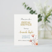 ゴールドホワイトカラーミニマリストブライダルシャワー 案内ポストカード (スタンド正面)