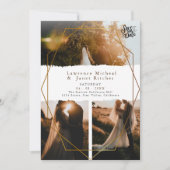 ゴールドホワイトミニマルスクリプト3枚の写真 ウェディング セーブザデート (正面)