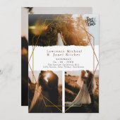 ゴールドホワイトミニマルスクリプト3枚の写真 ウェディング セーブザデート (正面/裏面)