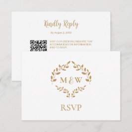 ゴールドホワイトモノグラムRSVP ウェディングウェブサイトQRコード エンクロージャーカード
