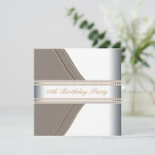 ゴールドホワイト女性の50歳の誕生日パーティー 招待状 (スタンド正面)