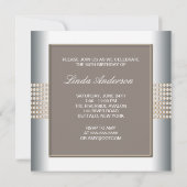 ゴールドホワイト女性の50歳の誕生日パーティー 招待状 (裏面)