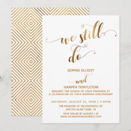 ゴールドホワイト私たちはタイポグラフィーアニバーサリーをまだ行う 招待状