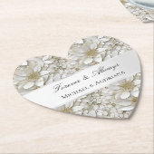 ゴールドホワイト蓮の花 ブライダルシャワー ペーパーコースター (アングル)