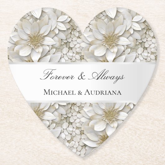 ゴールドホワイト蓮の花 ブライダルシャワー ペーパーコースター (正面)