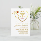 ゴールドホワイト モダン 看護学校 卒業 招待状 (スタンド正面)