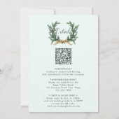 ゴールドボウとグリーンガーランドの結婚式オールインワンミント 招待状 (裏面)