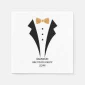 ゴールドボウタイのタキシード 新郎前夜祭 スタンダードカクテルナプキン (正面)