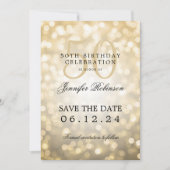 ゴールドボケ 50歳誕生日 Save the Date 詳細付き 招待状 (正面)