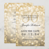 ゴールドボケ 50歳誕生日 Save the Date 詳細付き 招待状 (正面/裏面)