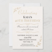 ゴールドボタニカルお祝い招待状 招待状 (正面)