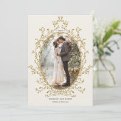 ゴールドボタニカルリースの結婚おめでとうフォトカード シーズンカード (スタンド正面)