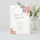 ゴールドボホフラワーアーチウェディング招待状 エンクロージャーカード (スタンド正面)