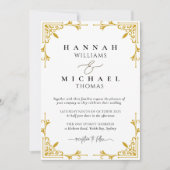 ゴールドボーダー クラシック モノグラム ウェディング インビテーション (正面)