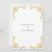 ゴールドボーダー クラシック モノグラム ウェディング インビテーション (裏面)