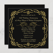 ゴールドボーダー ブラック ゴールデン アニバーサリー 招待状 (正面/裏面)