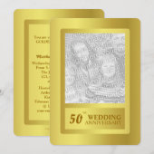 ゴールドボーダー 50周年 結婚記念日 招待状 (正面/裏面)