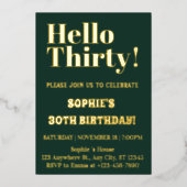 ゴールドボールドタイポグラフィーモダン30歳の誕生日パーティー 箔招待状 (正面)