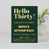 ゴールドボールドタイポグラフィーモダン30歳の誕生日パーティー 箔招待状 (立ち正面)