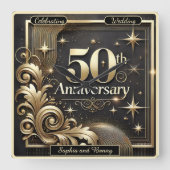 ゴールドマイルストーン：50周年記念トリビュート スクエア壁時計 (正面)