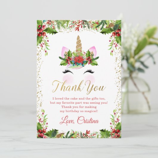 ゴールドマジカルクリスマスユニコーンハガキをありがとう 招待状 (スタンド正面)