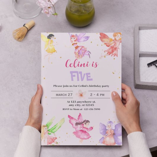 ゴールドマジカルフェアリーお誕生日おめでとうございます招待状 - スパ 招待状