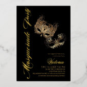 ゴールドマスカレードパーティー 箔招待状 (正面)