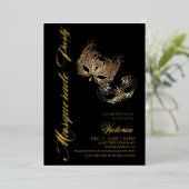 ゴールドマスカレードパーティー 箔招待状 (立ち正面)