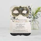 ゴールドマスカレードボールマスク衣装ハロウィンパーティー 招待状 (スタンド正面)