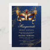 ゴールドマスカレードマスク 招待状 (正面/裏面)