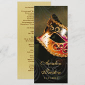 ゴールドマスカレード  ウェディングプログラム招待状 招待状 (正面/裏面)