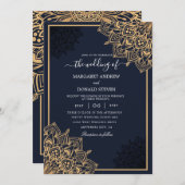 ゴールドマンダラ結婚式招待状 招待状 (正面/裏面)