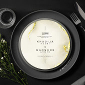 ゴールドマーブルイスラム教ウェディングサークルメニューカード 招待状