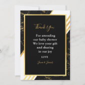 ゴールドマーブルストライプ タイポグラフィー ブラック サンクス 招待状 (正面)