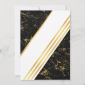 ゴールドマーブルストライプ タイポグラフィー ブラック サンクス 招待状 (裏面)