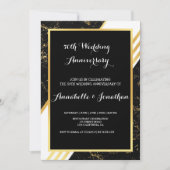 ゴールドマーブルストライプ タイポグラフィー 結婚記念日 招待状 (正面)