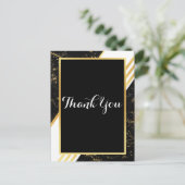 ゴールドマーブルストライプ タイポグラフィ ブラック ありがとう ポストカード (スタンド正面)