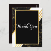ゴールドマーブルストライプ タイポグラフィ ブラック ありがとう ポストカード (正面/裏面)