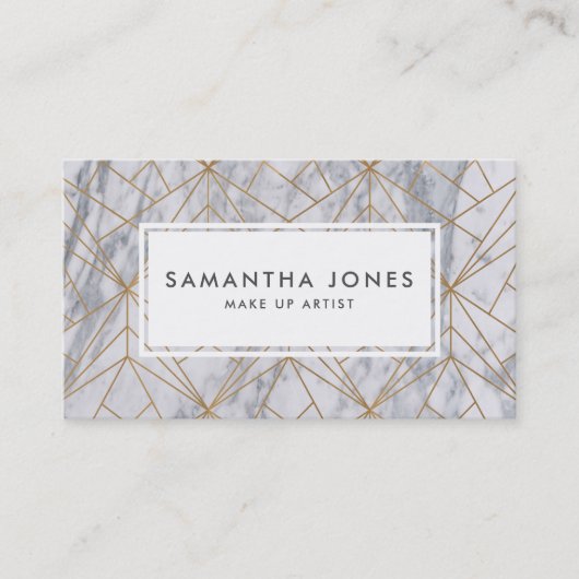 ゴールドマーブルパターン メイクアップアーティスト ビジネスカード (正面)