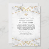 ゴールドマーブル幾何学模様の縮小結婚式ゲストリスト 案内状 (正面)