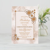 ゴールドマーブル幾何学模様の誕生日ディナーパーティー 招待状 (スタンド正面)