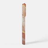 ゴールドマーブル抽象背景 赤い渦巻き iPhoneケース (右側面)