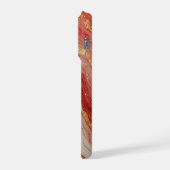 ゴールドマーブル抽象背景 赤い渦巻き iPhoneケース (左側面)