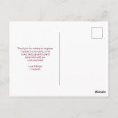 ゴールドマーブル模様とバーガンディの花柄の感謝カード ポストカード (裏面)