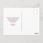 ゴールドマーブル模様とバーガンディフラワーの感謝 ポストカード (裏面)