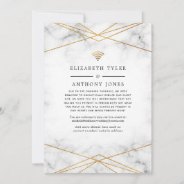 ゴールドマーブル ジオメトリック 縮小 ウェディングゲスト 案内状