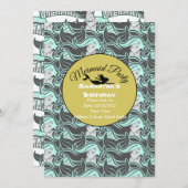 ゴールドマーメイドパーティーブルー招待状 招待状 (正面/裏面)