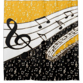 ゴールドミュージックテーマ シャワーカーテン (正面)