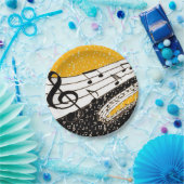 ゴールドミュージックテーマ ペーパープレート (パーティー)